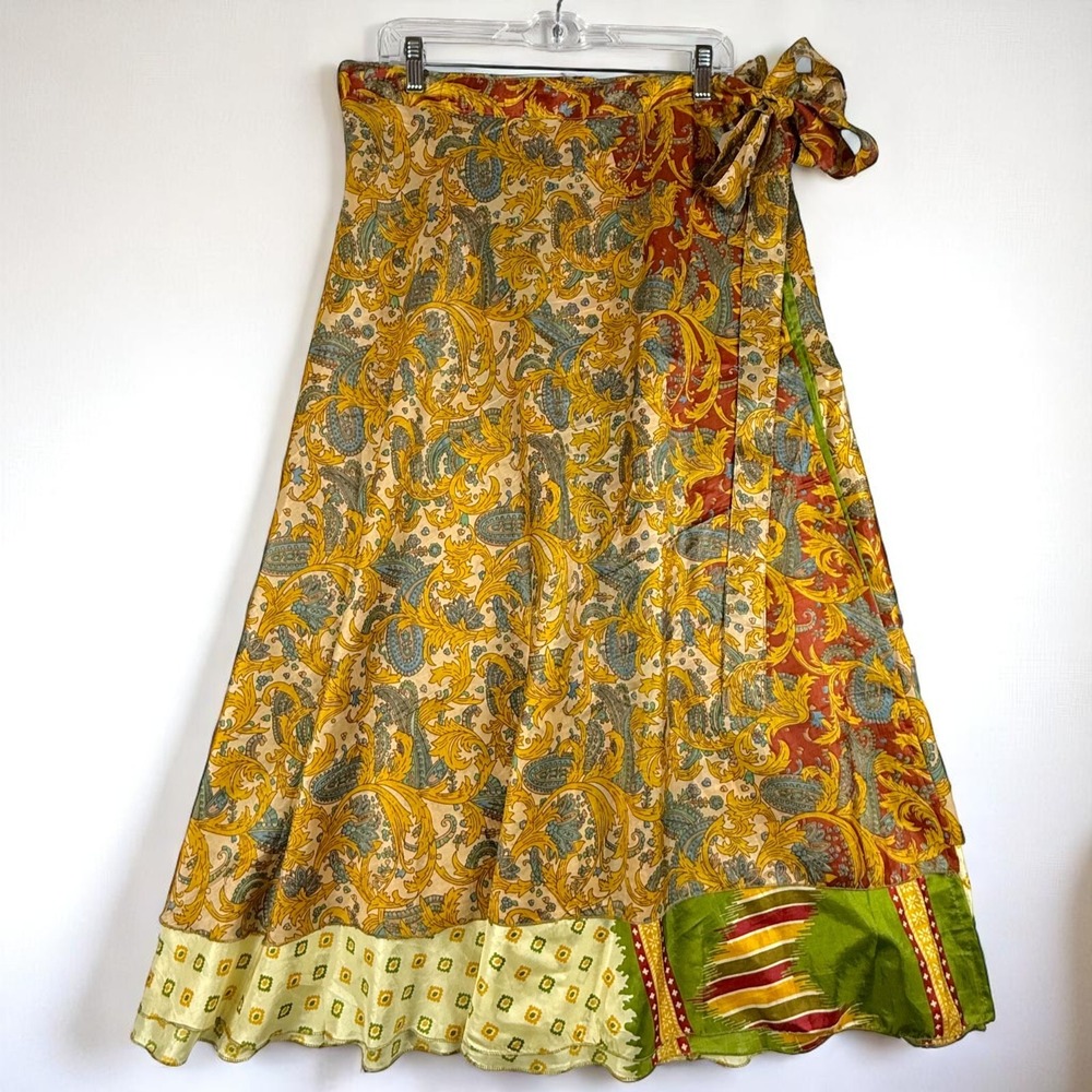 EARTHBOUND‎ TRADING CO Sari Wrap Boho Skirt NWT One Size Baroque Print